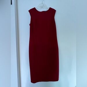 Magaschoni Sleeveless Dark Red Midi Sheath Dress